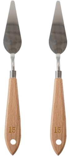 2 Pcs No.15 Palette Knife for Acrylic Painting, Painting Palette Knives Stainless Steel Pointy Spatula Pallet Knife with Handle for Oil Acrylic Paint Canvas Mixing Spreading