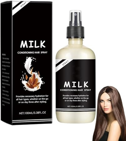 Spray condizionante al latte per capelli, Primer condizionante al latte per capelli lisci, Nutriente e lisciante, Spray balsamo senza risciacquo per capelli secchi e danneggiati (1pcs)