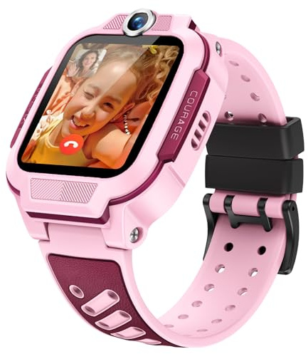 imoo Z3 Montre Connectée Enfant avec Traceur GPS, Montre Intelligente 4G Carte Sim & WiFi, Appel Vidéo & Téléphone, SOS, Podometre, IP68 Étanche - Smartwatch Enfant Cadeau Fille Garçon - Rose
