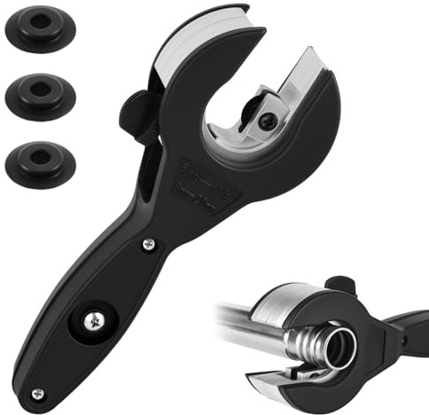Rzspher Ratsche Rohrabschneider Edelstahl Set, Kupferrohr Schneider mit 3 Stück Ersatz Schneidrad, zum Schneiden von 8–29 mm für Edelstahl Kupferrohr Kunststoff Aluminium