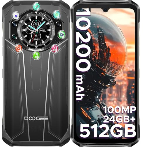 DOOGEE S119 Outdoor Handy Ohne Vertrag -1.32 Rear Screen, 512GB+24GB Outdoor Smartphone, 10200mAh/33W, 6.72 Baustellenhandy, 100MP Kamera Outdoor Handy, IP68/3 Card Slot/NFC/Face ID