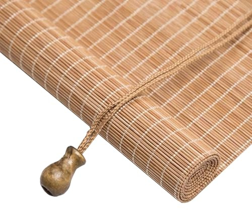 Bambus Rollo Aussenbereich Bambus Jalousien Innen Ohne Bohren 50 60 70 80 90 100 110 120 130 140 150 160cm Bambusrollo Aussenbereich Wetterfest Jalousien Fenster Aufroller(Carbonized C)