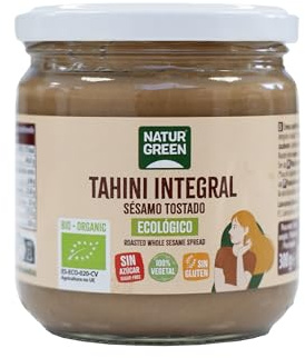 NaturGreen - Tahin de Sésamo Tostado Bio, Pack 6 x 300 g, Crema Integral 100% Natural, Sin Gluten, Vegana, Fuente de Proteína y Fibra, Sin Azúcares Añadidos, Ideal para Hummus y Untables