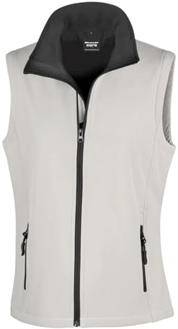 Result Women's Core Printable Bodywarmer Blouson Plain Turtleneck Sleeveless Outdoot Gilet, White (WHI/Blk), 14(Manufacturer Size:L)