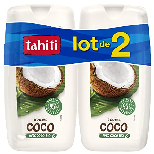 TAHITI - Gel Douche Origine Coco - Gel Douche Nourissant - Sensation Peau Douce et Parfumée - 95% d'Origine Naturelle - Lot de 2x250ml