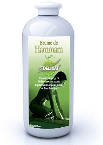 Camylle - Brume de Hammam Le Délicat - Fragrances à base d'Huiles Essentielles pour Hammams, Bains de Vapeur ou Douches Hammam - Aux arômes d'agrumes sur une douce tonalité de fleur d'oranger - 1000ml