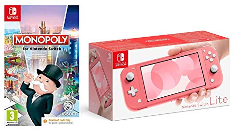 Nintendo Switch Lite - Coral + Monopoly (Code in Box) (Nintendo Switch)