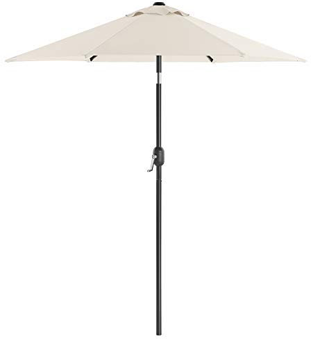 SONGMICS Sombrilla de Jardín 210 cm, UPF 50+, Parasol, 30°de Inclinación en dos Direcciones, con Manivela, para Patio, Terraza, Balcón, Piscina, sin Base, Beige GPU202M01