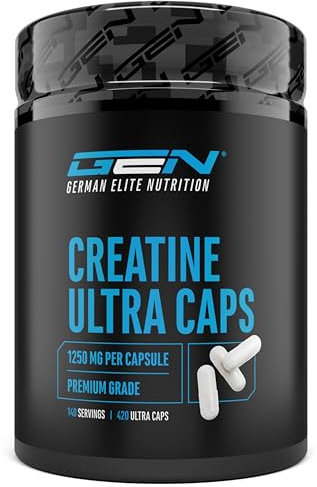 Creatine Ultra Caps - 420 Kapseln mit je 1250 mg reinem Creatin Monohydrat - Premium: Ultrafein + Mesh-Faktor von 200 - Hochdosiert