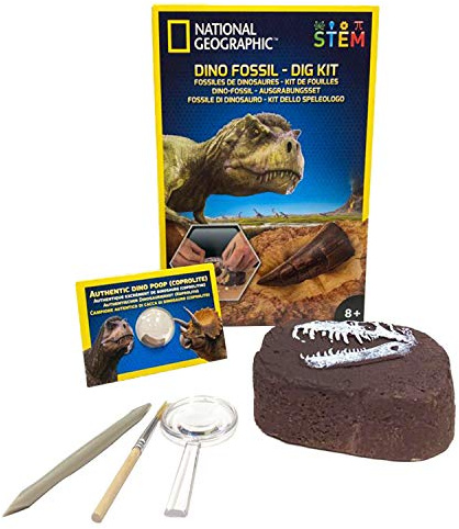 National Geographic Dinosaur Dig Kit - Fascinating Excavation Kits for Kids with Replica T-Rex Tooth and Genuine Dino Poop Fossil | STEM Educational Science Kits Gifts for 8+ Year Old Boys and Girls