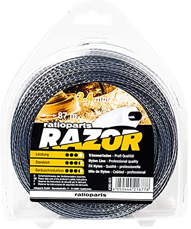 RATIOPARTS Razor Nylonfaden 2,4 mm 87 m Trimmerfaden 5-Kant gedreht Mähfaden