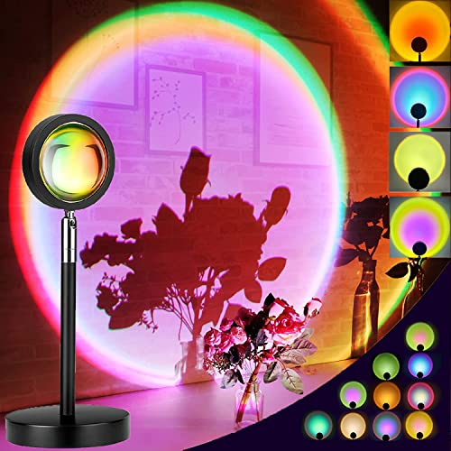 Sunset Lamp for Bedroom 10 Colors Sunset Lamp Projector Sunset Lights Adjustable 180° Rotation USB Port Sunset Projection with 4 Lighting Modes Sun Light Room Light for Photo Selfie Bedroom Decor