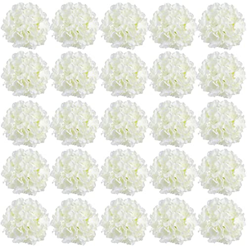 FagusHome 30 Pcs 8 Inch Big Silk Hydrangea Heads Artificial Flowers Heads with Stems Fake Hydrangea Flowers for Décor