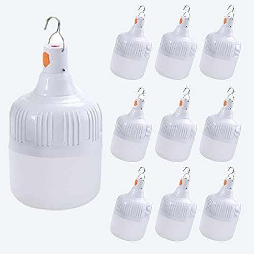 10-pack nöd-LED-glödlampa, uppladdningsbar campinglykta, 2 belysningslägen USB bärbara dimbara lampor, lykta för nödsituationer, nattbås, utomhusaktiviteter, nattläsning, camping