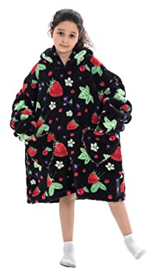 Couverture à capuche surdimensionnée Pterygoid pour enfants, filles et garçons, poche fraise S/3XL