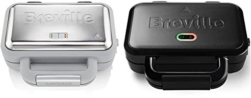 Breville VST072 DuraCeramic Waffle Maker, White and Stainless Steel & Ultimate Deep Fill Toastie Maker | 2 Slice Sandwich Toaster | Removable Non-Stick Plates | Stainless Steel | Black [VST082]