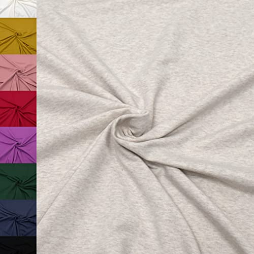 MAGAM-Stoffe Theo French Terry uni Sweat Stoff Oeko-Tex Meterware 50cm (31. Natur meliert)