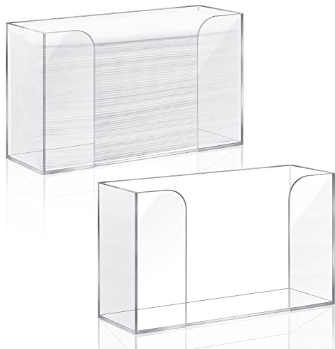 Deekin 2 Pcs Acrylic Paper Towel Dispenser Countertop Paper Towel Holder, Clear Trifold Guest Napkin Dispenser for Z-fold, C-fold or Multifold paper holder for Bathroom Toilet and Kitchen