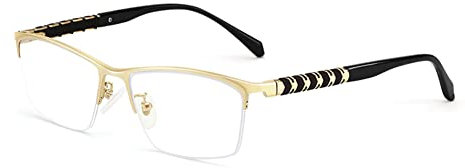 RICCIE Men's pure titanium progressive multifocal anti-blue reading glasses, 1.56 aspheric resin lenses/anti-radiation goggles diopter +1.0 to +3.0,Gold,+1.0