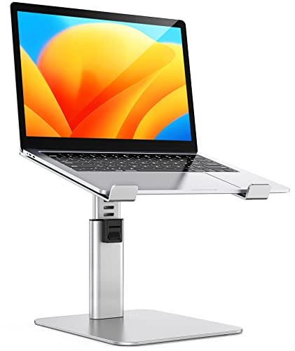 Babacom Laptop Ständer, 8 Höhenverstellbar Aluminium Kühlpads Laptop Stand, Ergonomischer Belüfteter Laptopständer Kompatibel mit MacBook, Air, Pro, Alle 10-16 Notebooks - Silber
