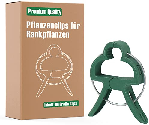 Miuezuth 96 Stück Pflanzenclips für Tomaten, Gurken, Kletterrosen und andere Rankpflanzen, Stabile Hochwertigem Pflanzenklammern, Rankhilfe für Pflanzen (96 Große)