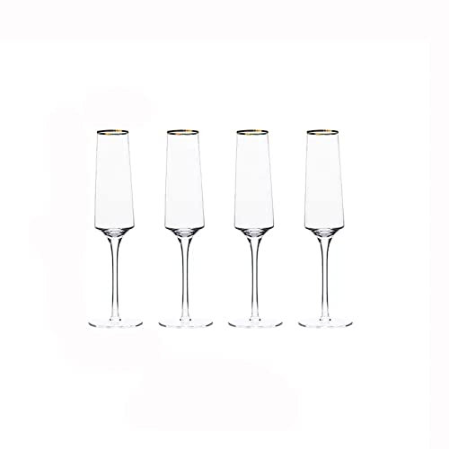 SISWIM Copas de Champán 4 Uds. Copas de champán Copas de champán de Lujo de Gama Alta Copas de champán de Cristal de 230ml Regalo for Boda, Aniversario, Navidad Copas de Flauta