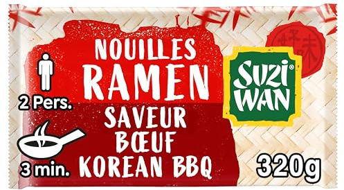 SUZI WAN Pasta precocida WOK Ramen barbacoa coreana (2 x 160 g)