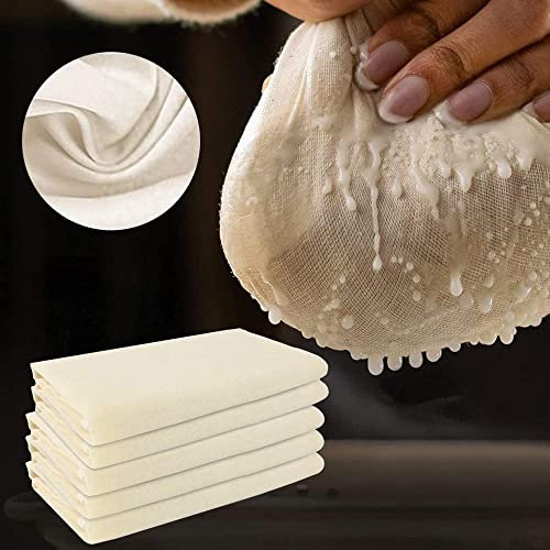 REFORUNG 5 Stück Seihtuch Passiertuch 50 x 50cm Käsetuch Filtertücher Waschbarem Filtertuch Siebtuch Wiederverwendbarem Cheesecloth Filter Cloth Tuch für Beeren Nussmilch Suppe Käse Joghurt Saft