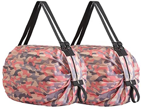 YanHLQJY 2 Pack Grocery Bag Foldable Shopping Bag Reusable Travel Shoulder Bag with Handle for Buying Vegetables, Shopping, and Travel