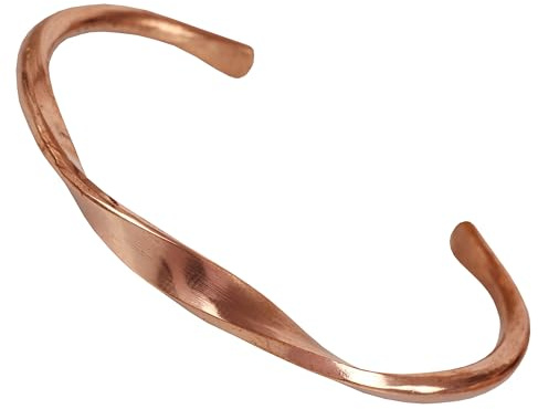 Touchstone Pulsera india hecha a mano de cobre para hombre y mujer, chakra de la paz, yoga, meditación, mantra., 18.5 centimeters, Cobre, No es una piedra preciosa