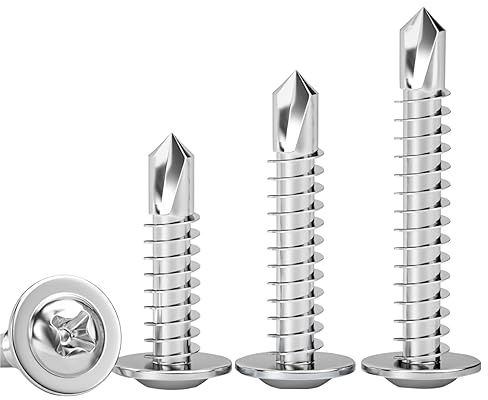 Qrity 100 PCS Self Tapping Screws M4.2 x 19 mm, Drill Tail Self Drilling Fastener, Stainless Steel, Round Head Phillips
