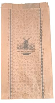 1000 Sacs viennoiseries 20+5x31 cm en papier kraft brun de qualité alimentaire ingraissable imprimé en noir