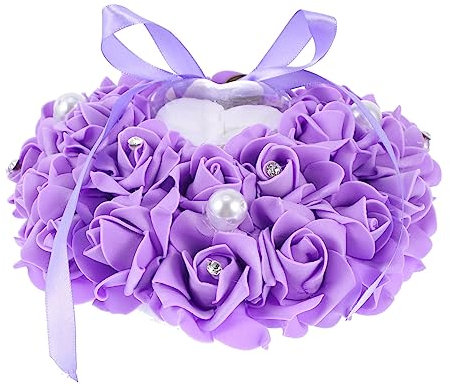 FELTECHELECTR Herzförmiges Ringkissen Für Hochzeit Elegantes Braut Ringkissen Mit Perlen Und Strass Romantische Hochzeitsdeko Für Ringträger
