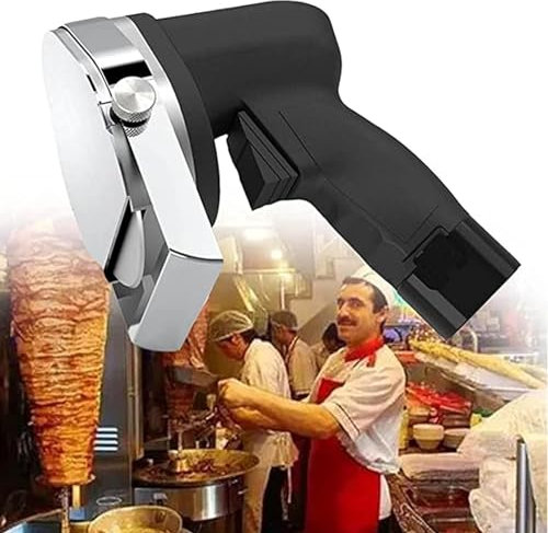 Weyot Cuchillo Eléctrico para Kebab Doner, Cuchillos para Kebab con Cortador para Carne, Espesor Ajustable Profesional Portátil, para Barbacoa En Restaurante