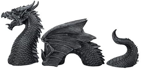 Figuren Shop GmbH Drachenfigur 3tlg. Windet Sich durch den Boden - 52 cm, Drache Deko Figur Statue