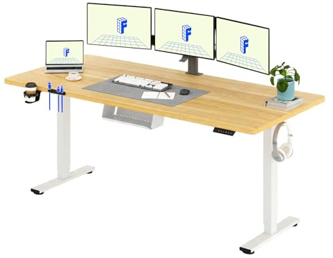 FLEXISPOT Escritorio Elevable Eléctrico 200x80cm, Mesa Escritorio Elevable, Standing Desk Regulable con Memoria, Sistema Anticolisión, Carga 100KG, Mesa Oficina para Casa, Teletrabajo y Gaming, Arce