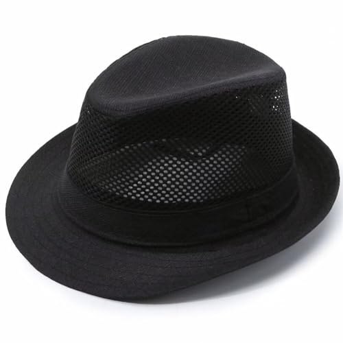 Plancholo Strohhut Fedora-Hut für Herren, Panamahut, Trilby-Hut, Netz-Sonnenhut für Sommer, Reise