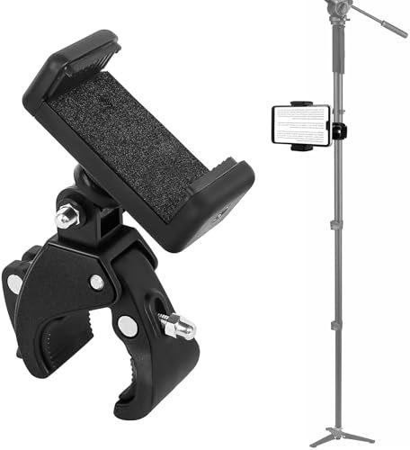 Mic Stand Phone Holder Clip Microphone Arm Mount Clamp 360° Rotation Bike Cellphone Holder for Live Streaming Shooting Videos Traveling