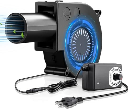 Ventilatore radiale da 220 V, ventilatore radiale regolabile da 12 V con controller per la ventilazione di ricambio della ventola, campeggio, barbecue, gonfiabile, camini domestici