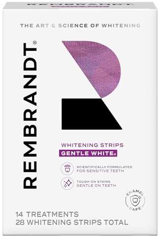Rembrandt Teeth Whitening Strips, Gentle White, Sensitive Teeth Whitening, Gently Remove Tough Stains, Enamel-Safe, 28 Whitening Strips (14 Treatments)