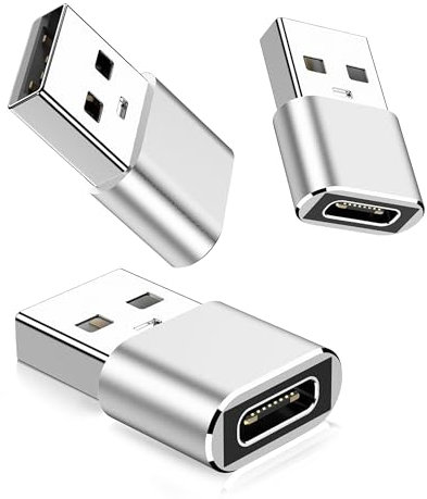 USB C to USB A Adapter 3-Pack, Type C Female to Male Converter for Apple Watch, Mac, iPhone, iPad, Galaxy