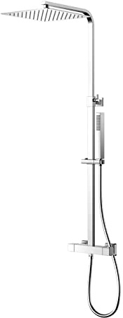 YOOZENA Duscharmatur mit thermostat, Duscharmatur Komplettset (Duschsystem - 25 X 25 CM Kopfbrause aus Edelstahl 304 - Duschkopf mit Schlauch und Halterung) Eckig regendusche mit armatur, Chrom