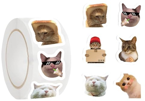 YIZITU 500 Stück Katzen Tier-Aufkleber, selbstklebende Versiegelungs-Etiketten für Scrapbooking, Weihnachtskarten, Umschläge, Party-Einladungen