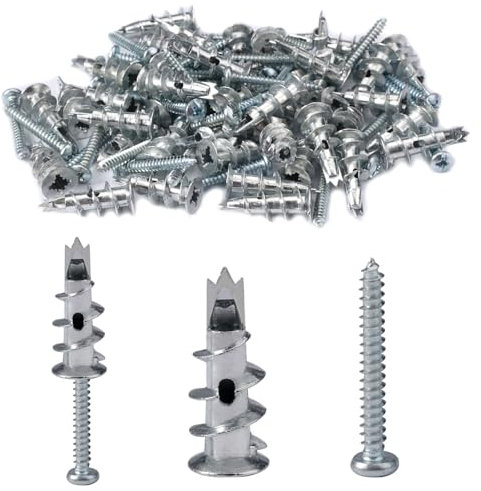 40 Stück Selbstbohrender GipskartondüBel Metall, Hohlraumdübel Metall mit Schrauben, Gipskartondübel Selbstbohrender Rigipsdübel, Dübel Rigipswand zur Befestigung in Beton, Ziegeln, Gipsbauplatten Uvm