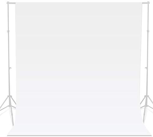 BOLLUMA 3x6m White Screen Background Photography Backdrop, 100% Cotton Muslin Machine Washable Collapsible Backdrop for Studio Product Portrait Shooting, Live Streaming, Zoom Meeting