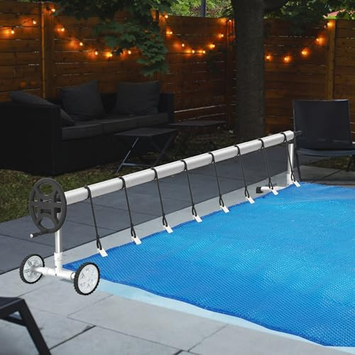 Froadp Pool Aufroller Aufrollvorrichtung 300-570cm Poolfolienaufroller aus Aluminium Aufrollsysteme Schwimmbadabdeckung Witterungsbeständiges Aufroller Poolabdeckung für Solarplane und Poolplanen