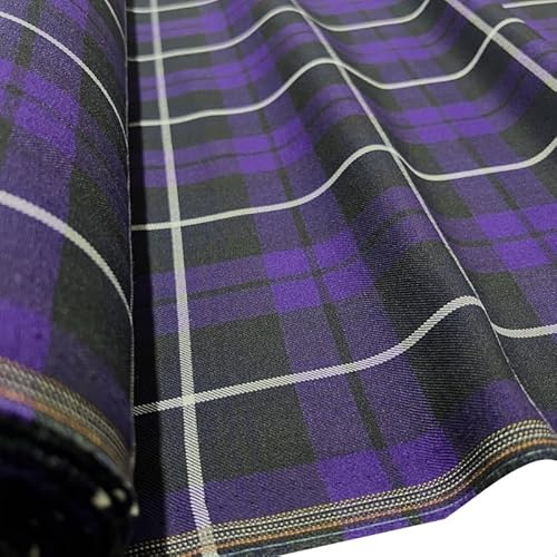 EU Fabrics Viscose Tartan Plaid Fabric | Check Patterned Material for Dressmaking and Clothing | Upholstery Sewing Fabric by The Metre (Purple and White, 1 Metre x 150cm)
