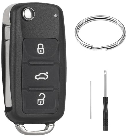 Auto Schlüssel Gehäuse 3 Tasten für VW Golf MK6 UP Polo T5 Caddy EOS Jetta Transporter Tiguan Touran Sharan Scirocco Passat Bettle Skoda Seat Octavia Leon Autoschlüssel Fernbedienung Schlüsselgehäuse