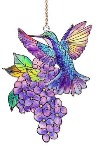 Zuasdvnk Wildblumen Und Vögel Sonnenfänger, Buntes Acryl-Fensterdekor, Acryl-Regenbogenspender Deko Für Küche, Wohnzimmer, Garten Und Innenhof