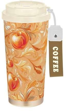 Vaso de viaje de café decorativo personalizado de oro rosa con tapa, taza de café de acero inoxidable térmico para bebidas calientes y frías, fugas de 17 onzas